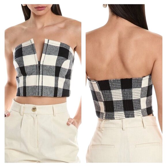 Mara Hoffman Layne Plaid Strapless Top Cambria Organic Cotton Size 0 - Picture 1 of 6